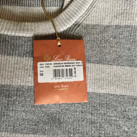 LORO PIANA Wool/Silk Striped Crewneck Sweater - Picture 6 of 7